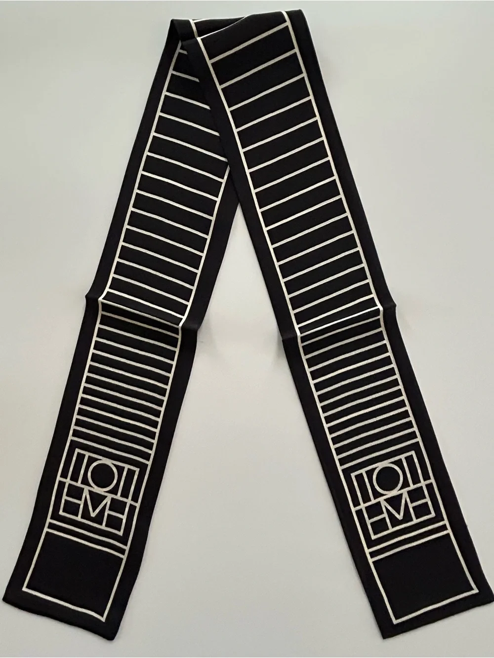 LOVEHATE Black Ivory Geometric Skinny Scarf Long Fashion Neck Scarf Unisex